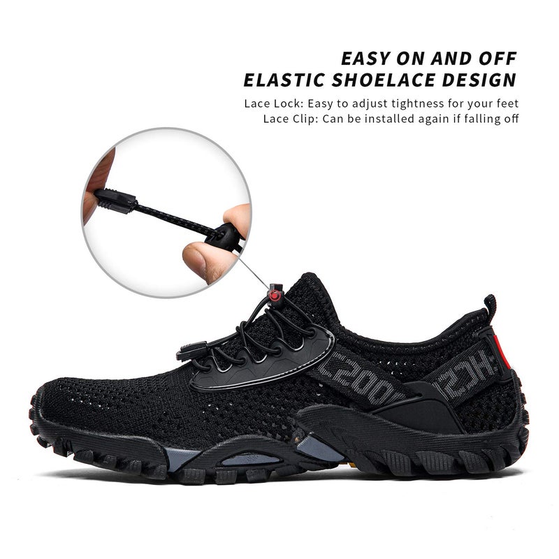SOBASO Water Hiking Shoes Womens Mens Quick-Dry Barefoot Aqua Swim Shoes for Hiking Surf Yoga Diving All Black - Image 4